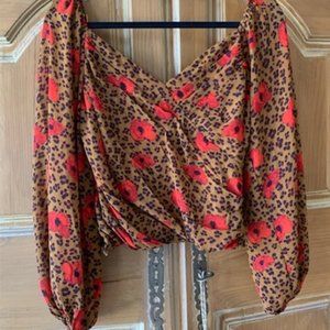 FALL FLORAL ANIMAL PRINT TOP - BRAND NEW WITH TAGS